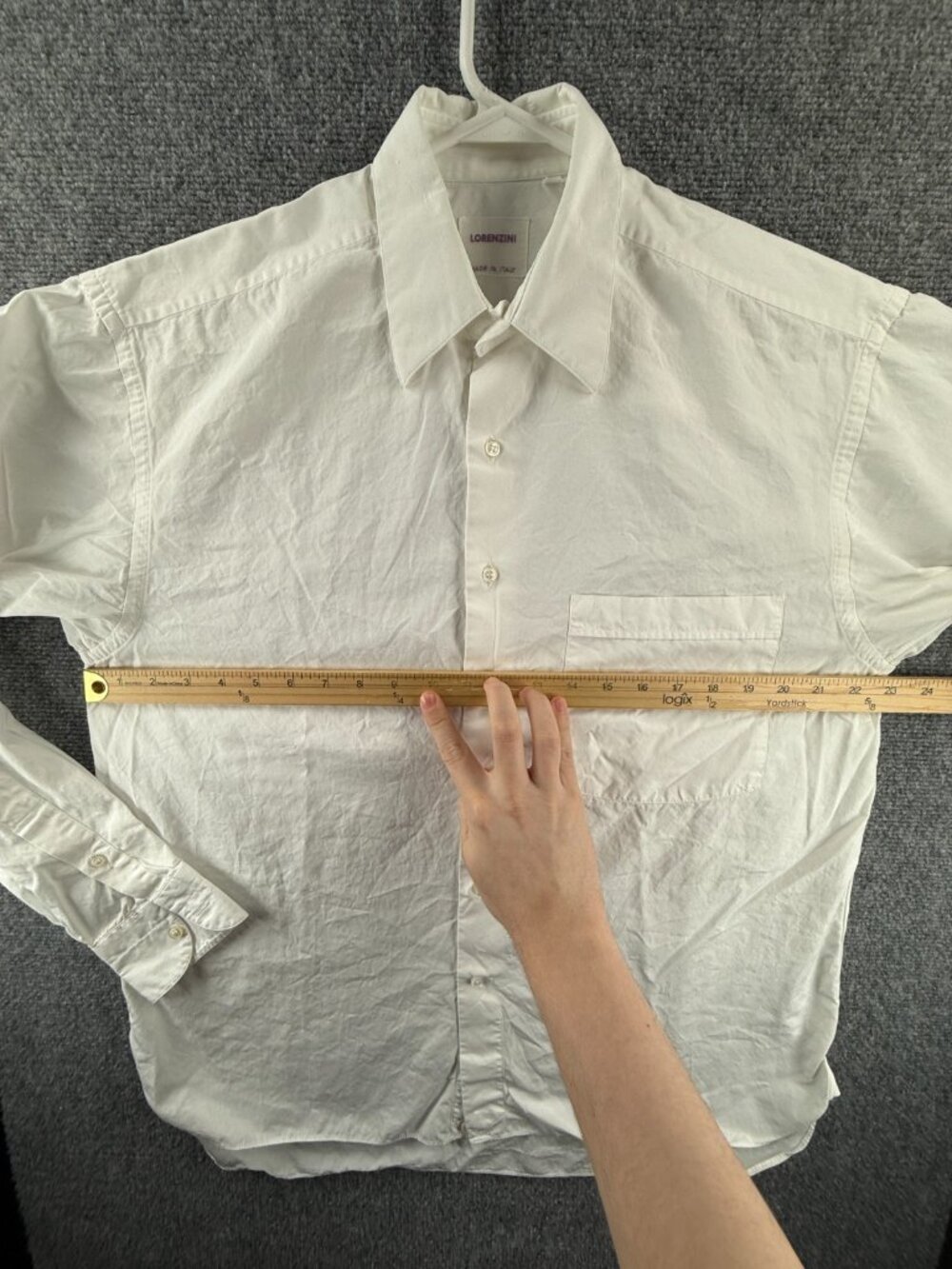 Lorenzini Italy 15.5 (39) White Button Up Shirt Long Sleeve Pocket Cotton Men - Picture 6 of 16